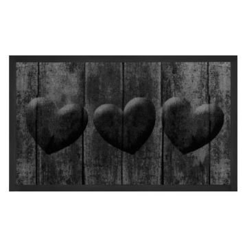 Covoraș intrare Hanse Home Hearts, 45x75 cm, gri