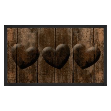 Covoraș intrare Hanse Home Hearts, 45x75 cm, maro