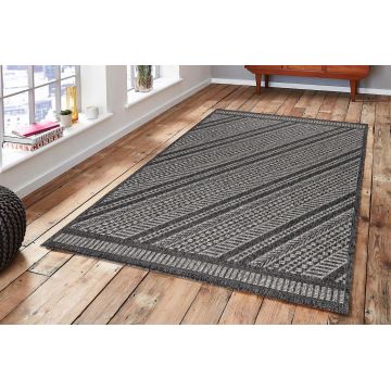 Covor, 08642A, 80x150 cm, Polipropilena, Negru / Antracit Covor, 08642A, 80x150 cm, Polipropilena, Negru / Antracit