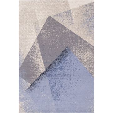 Covor albastru deschis din lână 133x180 cm Folds – Agnella