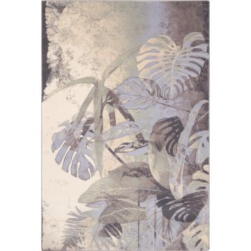 Covor gri/crem din lână 133x180 cm Plants – Agnella ieftin