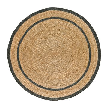 Covor gri-natural rotund ø 120 cm Mahon – Universal