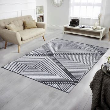 Covor, Las Monte 3005, 160x230 cm, 60% bumbac;40% fibre acrilice, Alb / Gri