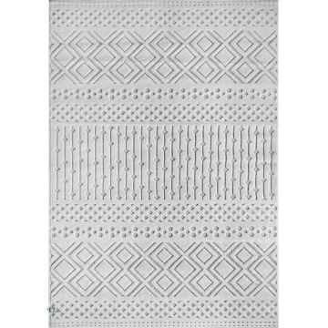 Covor modern Oksi 38003/100, polipropilena, alb, 80 x 150 cm ieftin