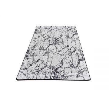 Covor pentru living/dormitor Marble, Alb-Negru, 140x190cm