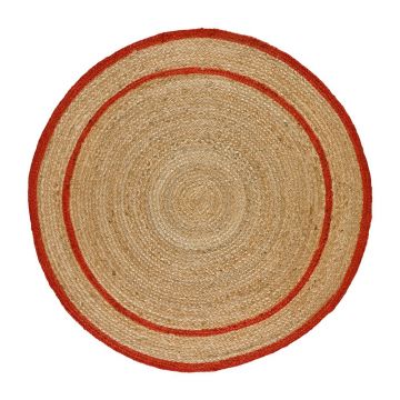 Covor roșu-natural rotund ø 120 cm Mahon – Universal