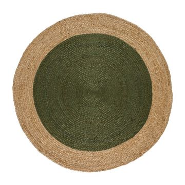 Covor verde-natural rotund ø 120 cm Mahon – Universal