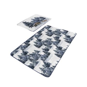 Covorașe de baie albe-albastre 2 buc. 60x100 cm – Mila Home