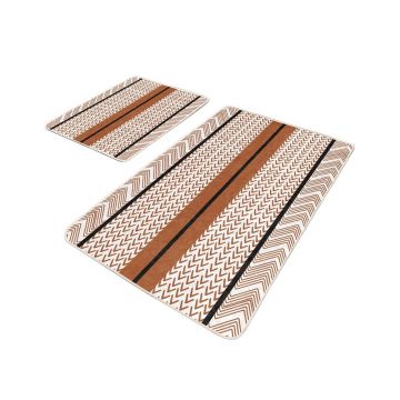 Covorașe de baie albe-maro 2 buc. 60x100 cm – Mila Home