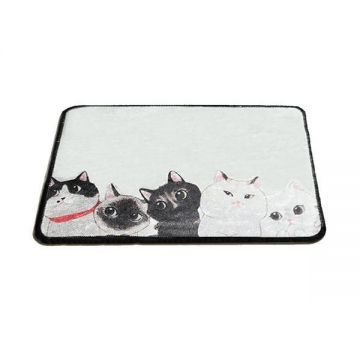 Covoras pentru baie Angry Cats, Alb-Negru, 40X60 cm