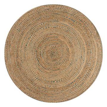 Covor albastru/în culoare naturală rotund din iută 180x180 cm Capri – Flair Rugs