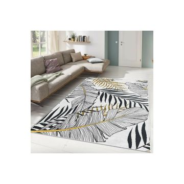 Covor Aruba 1071, 120x180 cm, Alb, Negru la reducere