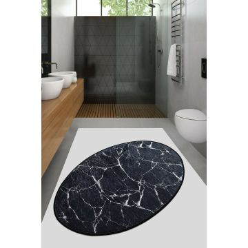 Covor Aruba 1294, Oval, 60x90 cm, Negru, Alb la reducere