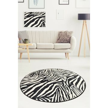 Covor Aruba 1396, Rotund, 140x140 cm, Negru, Alb la reducere