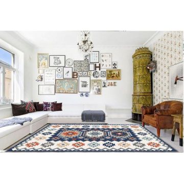 Covor pentru living, model albastru rustic
