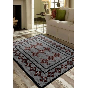 Covor pentru living, model gri rustic