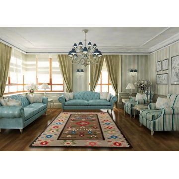 Covor pentru living, model multicolor rustic