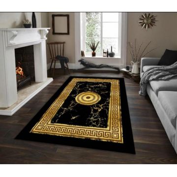 Covor pentru living, model negru/galben