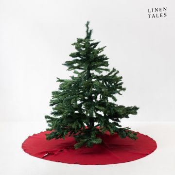 Covor roșu rotund sub pomul de Crăciun ø 125 cm - Linen Tales