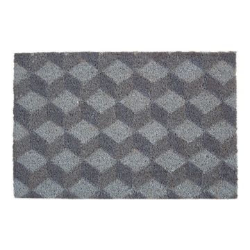 Covoraș de intrare din fibre de nucă de cocos 40x60 cm Grey Cube – Premier Housewares