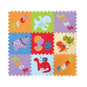 Covoras Puzzle Lumea Dinozaurilor 92x92 cm Babygreat