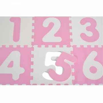 Covoras puzzle Sunta antibacterian cu 9 piese din spuma Pink