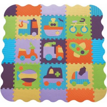 Covoras Puzzle Transport II 122x122 cm Babygreat