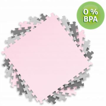 Salteluta de joaca tip puzzle 180 X 180 cm Ricokids roz gri