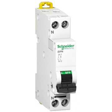 Siguranta automata, 1P+N, Schneider, Electric, tip iDPN, 16A, curba C