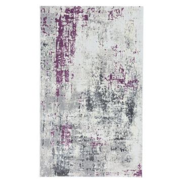 100x200 cm Covor premium Fade, 70% Polyester și 30% Polipropilenă, Design Modern, Gri/Mov, Densitate 2500 gr/m2