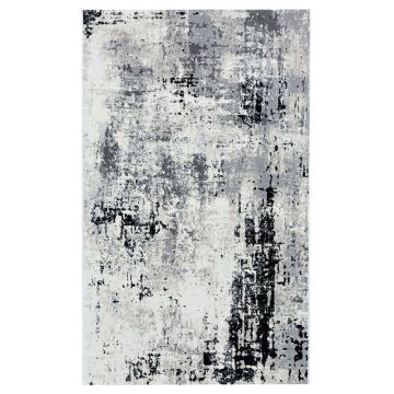 100x200 cm Covor premium Fade, 70% Polyester și 30% Polipropilenă, Design Modern, Gri/Negru, Densitate 2500 gr/m2