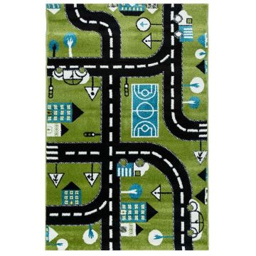 100x200 cm Covor premium HAPPY, 100% Polyester, Design pentru copii, Verde, Densitate 2300 gr/m2, POG57901002