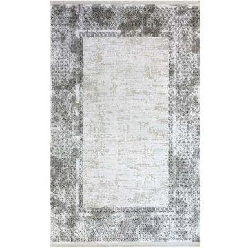 120x180 cm Covor Luxury Roma, 70% Acryl și 30% Vascoza, Design Modern, Gri, Densitate 2800 gr/m2, ROXR00B1003