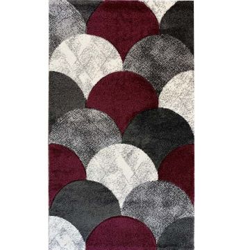 150x230 cm Covor Garden, 60% Polipropilena / 40% Polyester, Design Modern, Mov/Gri, Densitate 2600 gr/m2