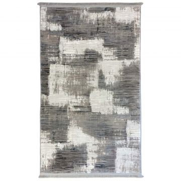 150x230 cm Covor living/dormitor, 70% Polyester și 30% Bumbac, Design Modern, Gri, Densitate 2800 gr/m2