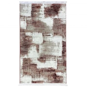 150x230 cm Covor living/dormitor, 70% Polyester și 30% Bumbac, Design Modern, Rosu, Densitate 2800 gr/m2 ieftin