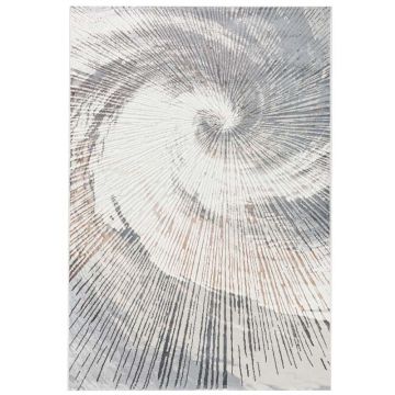 200x300 cm Covor premium, 70% Polyester și 30% Polipropilenă, Design Modern, Gri/Maro, Densitate 2300 gr/m2