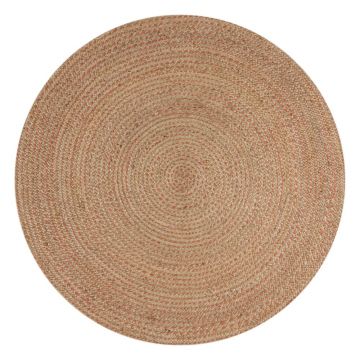 Covor în culoarea somonului/în culoare naturală rotund din iută 180x180 cm Capri – Flair Rugs