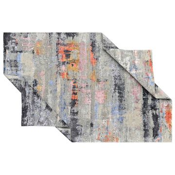 Covor innodat manual din lana, bumbac si matase de bambus, tesatura indo tibetana, Radiance RN-114 WH Multicolor