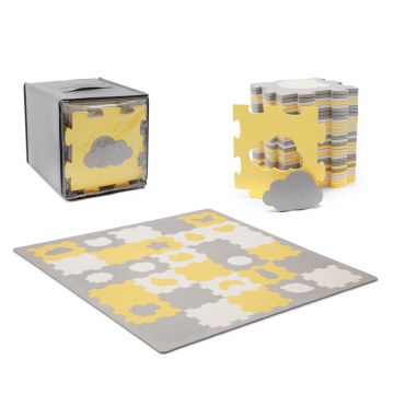 Covoras de joaca Kinderkraft Luno shapes puzzle 3D din spuma yellow