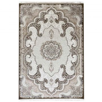 100x200 cm Covor living/dormitor, 70% Polyester și 30% Bumbac, Design Clasic Traditional, Maro, Densitate 2800 gr/m2