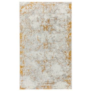 100x200 cm Covor premium Hatay, 70% Polyester și 30% Polipropilenă , Design Modern, Galben/Gri, Fir 10mm