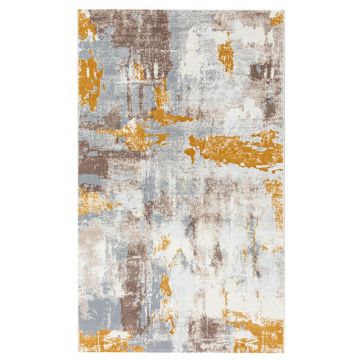 100x200 cm Covor premium Marble, 70% Polyester și 30% Polipropilenă, Design Modern, Gri/Bej/Galben, Densitate 2500 gr/m2