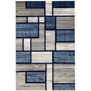 100x200 cm Covor Premium Sultan, 60% Polipropilena și 40% Polyester, Design Modern, Gri/Albastru, Densitate 2650 gr/m2, SU37003A1045