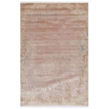 120x180 cm Covor de lux, 100% Acryl, Design Modern, Bej/Cupru, Densitate 2600 gr/m2