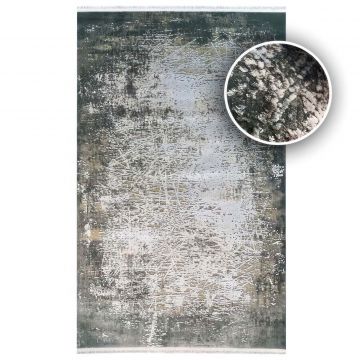120x180 cm Covor de lux, 100% Acryl, Design Modern, Gri/Verde, Densitate 2600 gr/m2