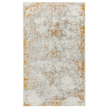 125x200 cm Covor premium Hatay, 70% Polyester și 30% Polipropilenă , Design Modern, Galben/Gri, Fir 10mm