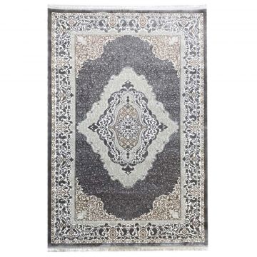 150x230 cm Covor living/dormitor, 70% Polyester și 30% Bumbac, Design Clasic Traditional, Gri, Densitate 2800 gr/m2 ieftin