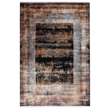 160x230 cm Covor Harvest Gold, 55% Vascoza si 45% Acryl, Design Modern, Negru/Cupru, Densitate 2800 gr/m2 ieftin