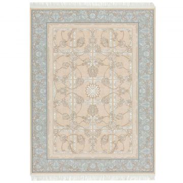 200x300 cm Covor Persan Isfahan, 70% Polipropilenă și 30% Polyester, Design Clasic, Bej, Densitate 3000 gr/m2